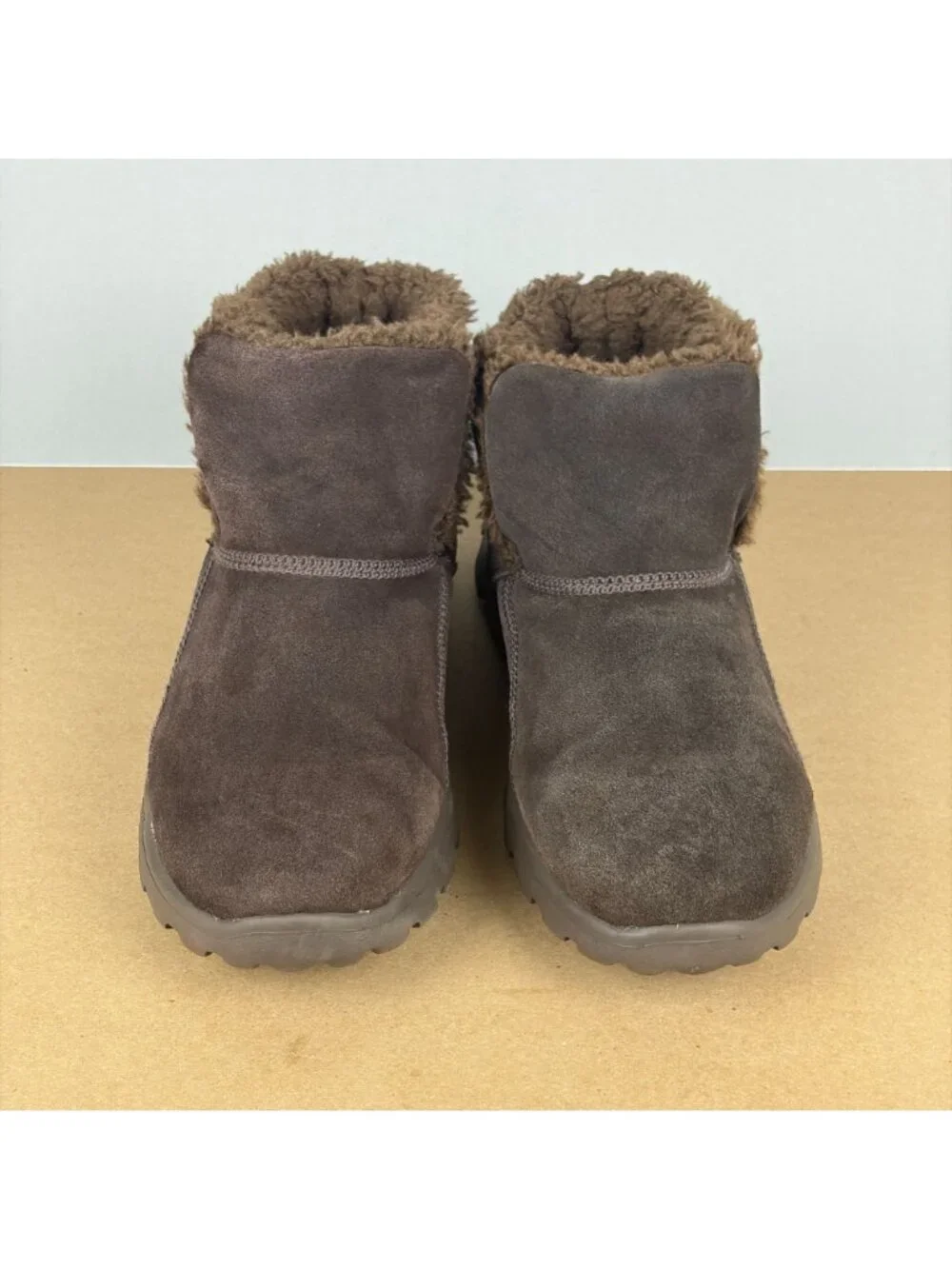 Skechers Go Walk Move Chugga Pull On Boots Womens 11 Chocolate Brown Faux Fur